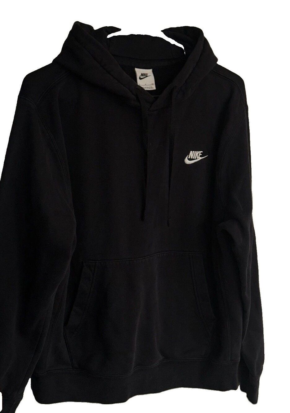 Nike Mens Sportswear Club Fleece Pullover Hoodie Black White Logo Mens Small